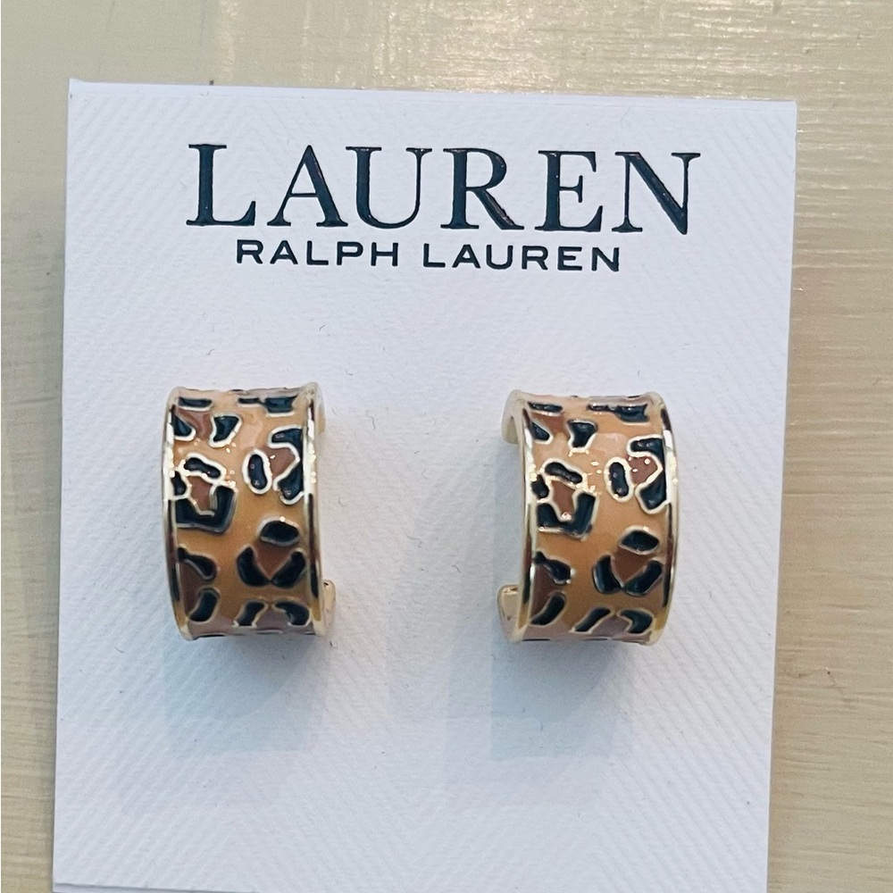 Lauren Ralph Lauren Leopard Hoop Earrings